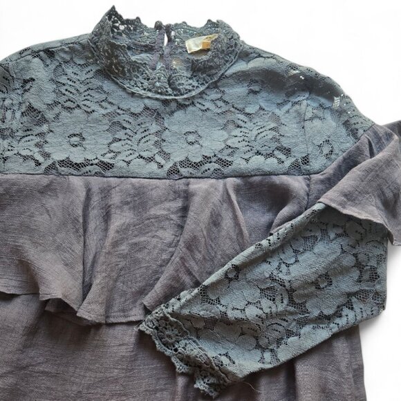 Entro NWT Womens Medium Lace Bodice Dress With Ruffle Front and Lace Sleeves - Picture 5 of 7